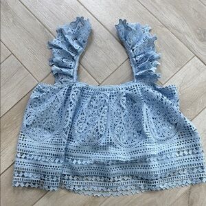Anthropologie Light Blue Lace Tank Top